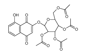 8-Hydroxy-2-((2,3,4,6-tetra-O-acetyl-beta-D-glucopyranosyl)oxy)-1,4-na phthalenedione structure