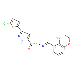 3-(5-chlorothiophen-2-yl)-N'-[(E)-(3-ethoxy-2-hydroxyphenyl)methylidene]-1H-pyrazole-5-carbohydrazide结构式