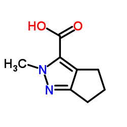2-Methyl-2,4,5,6-tetrahydro-cyclopentapyrazole-3-carboxylic acid structure