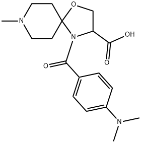 4-[4-(dimethylamino)benzoyl]-8-methyl-1-oxa-4,8-diazaspiro[4.5]decane-3-carboxylic acid structure