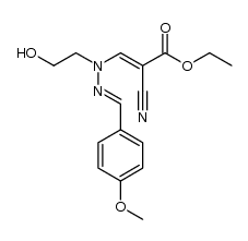 ethyl 2-cyano-3-(1-(2-hydroxyethyl)-2-(4-methoxybenzylidene)hydrazinyl)acrylate结构式