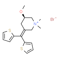 Piperidinium, 3-(di-2-thienylmethylene)-5-methoxy-1,1-dimethyl-, bromide, (R)- structure