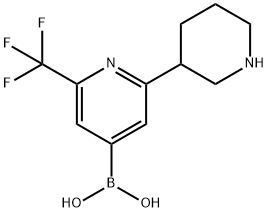 2-Trifluoromethyl-6-(piperidin-3-yl)pyridine-4-boronic acid结构式