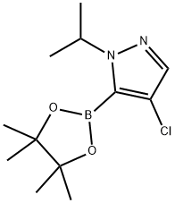 4-氯-1-异丙基-5-(4,4,5,5-四甲基-1,3,2-二氧杂硼烷-2-基)-1H吡唑结构式
