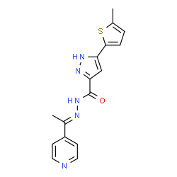 3-(5-methylthiophen-2-yl)-N'-[(1E)-1-(pyridin-4-yl)ethylidene]-1H-pyrazole-5-carbohydrazide structure