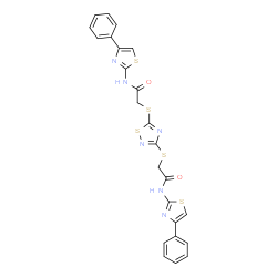 2-{[3-({2-oxo-2-[(4-phenyl-1,3-thiazol-2-yl)amino]ethyl}sulfanyl)-1,2,4-thiadiazol-5-yl]sulfanyl}-N-(4-phenyl-1,3-thiazol-2-yl)acetamide structure