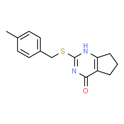 2-((4-methylbenzyl)thio)-3,5,6,7-tetrahydro-4H-cyclopenta[d]pyrimidin-4-one structure