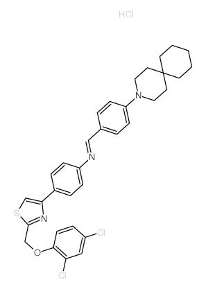 Benzenamine,N-[[4-(3-azaspiro[5.5]undec-3-yl)phenyl]methylene]-4-[2-[(2,4-dichlorophenoxy)methyl]-4-thiazolyl]-,hydrochloride (1:2)结构式