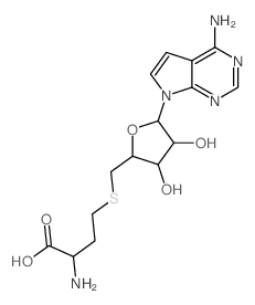 7H-Pyrrolo[2,3-d]pyrimidin-4-amine,7-[5-S-(3-amino-3-carboxypropyl)-5-thio-b-D-ribofuranosyl]-, (S)- (9CI)结构式