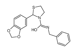 2-(1,3-benzodioxol-5-yl)-N-benzyl-1,3-thiazolidine-3-carboxamide结构式