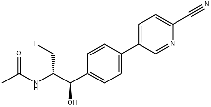 N-{(1R,2S)-1-[4-(6-Cyano-3-pyridinyl)phenyl]-3-fluoro-1-hydroxy-2-propanyl}acetamide Structure