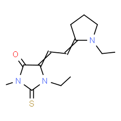 1-ethyl-5-[(1-ethyl-2-pyrrolidinylidene)ethylidene]-3-methyl-2-thioxoimidazolidin-4-one结构式
