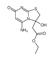 (5-amino-3-hydroxy-7-oxo-2,3-dihydro-7H-thiazolo[3,2-a]pyrimidin-3-yl)-acetic acid ethyl ester Structure