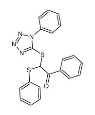 1-phenyl-2-((1-phenyl-1H-tetrazol-5-yl)thio)-2-(phenylthio)ethan-1-one Structure