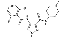 4-(2,6-difluoro-benzoylamino)-1H-pyrazole-3-carboxylic acid (1-methyl-piperidin-4-yl)amide结构式