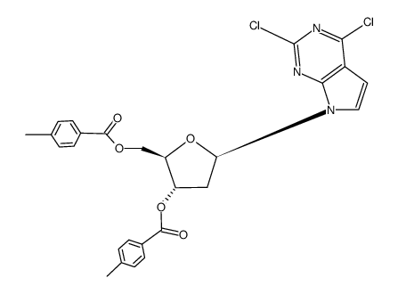 (2R,3S,5R)-5-(2,4-dichloro-7H-pyrrolo[2,3-d]pyrimidin-7-yl)-2-(((4-methylbenzoyl)oxy)methyl)tetrahydrofuran-3-yl 4-methylbenzoate Structure