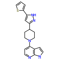 4-{4-[5-(2-Thienyl)-1H-pyrazol-3-yl]-1-piperidinyl}-1H-pyrrolo[2,3-b]pyridine结构式