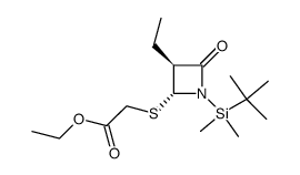 (+/-)-1-(tert-butyldimethylsilyl)-4-<((ethoxycarbonyl)methyl)thio>-3-ethyl-2-azetidinone结构式