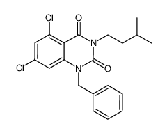 1-benzyl-5,7-dichloro-3-(3-methyl-butyl)-1H-quinazoline-2,4-dione结构式