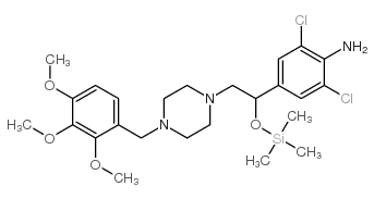 2,6-dichloro-4-(2-(4-((2,3,4-trimethoxyphenyl)methyl)-1-piperazinyl)-1-((trimethylsilyl)oxy)ethyl)benzeneamine structure