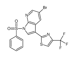 5-Bromo-1-(phenylsulfonyl)-3-[4-(trifluoromethyl)-1,3-thiazol-2-y l]-1H-pyrrolo[2,3-b]pyridine结构式