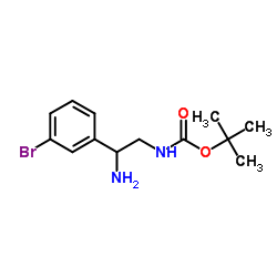 2-Methyl-2-propanyl [2-amino-2-(3-bromophenyl)ethyl]carbamate结构式