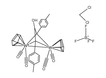 {(η5-C5H5(CO)2W)2(μ-TolCC(OH)CTol)}BF4*CH2Cl2 Structure