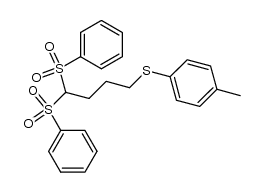 1,1-bis(benzenesulphonyl)-4-(4-methylbenzenethio)butane结构式