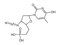 2-[(2R,3S,5R)-3-azido-5-(5-methyl-2,4-dioxopyrimidin-1-yl)oxolan-2-yl]ethylphosphonic acid结构式