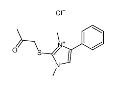 1,3 Dimethyl-4-phenyl-2[(2-oxopropyl)thio]-1H-imidazolium chloride结构式