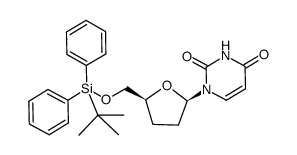 1-(5-O-(tert-butyldiphenylsilyl)-2,3-dideoxy-β-D-glycero-pentofuranosyl)uracil结构式