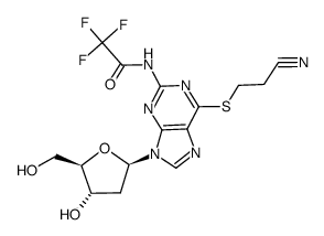 S6-cyanoethyl-N2-trifluoroacetyl-2'-deoxy-6-thioguanoside结构式