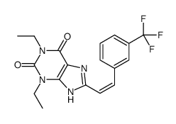 1,3-diethyl-8-[(E)-2-[3-(trifluoromethyl)phenyl]ethenyl]-7H-purine-2,6-dione Structure