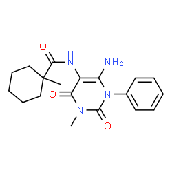 Cyclohexanecarboxamide,N-(6-amino-1,2,3,4-tetrahydro-3-methyl-2,4-dioxo-1-phenyl-5-pyrimidinyl)-1-methyl-结构式