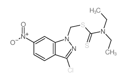 Carbamic acid,diethyldithio-, (3-chloro-6-nitro-1H-indazol-1-yl)methyl ester (8CI) Structure