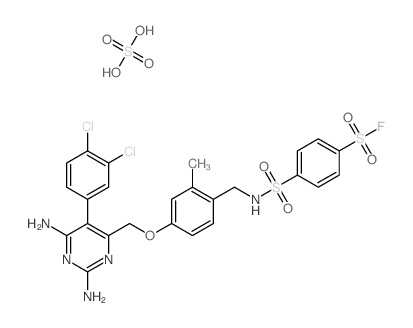 4-[[4-[[2,6-diamino-5-(3,4-dichlorophenyl)pyrimidin-4-yl]methoxy]-2-methyl-phenyl]methylsulfamoyl]benzenesulfonyl fluoride; sulfuric acid结构式