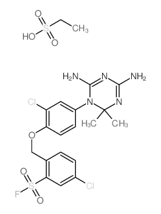 5-chloro-2-[[2-chloro-4-(4,6-diamino-2,2-dimethyl-1,3,5-triazin-1-yl)phenoxy]methyl]benzenesulfonyl fluoride; ethanesulfonic acid Structure