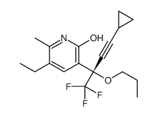 3-[(2S)-4-cyclopropyl-1,1,1-trifluoro-2-propoxybut-3-yn-2-yl]-5-ethyl-6-methyl-1H-pyridin-2-one Structure