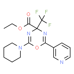ethyl 2-(piperidin-1-yl)-6-(pyridin-3-yl)-4-(trifluoromethyl)-4H-1,3,5-oxadiazine-4-carboxylate Structure