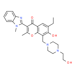 6-ethyl-7-hydroxy-8-((4-(2-hydroxyethyl)piperazin-1-yl)methyl)-2-methyl-3-(1-methyl-1H-benzo[d]imidazol-2-yl)-4H-chromen-4-one picture