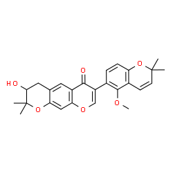 (-)-3,4-Dihydro-3-hydroxy-7-(5-methoxy-2,2-dimethyl-2H-1-benzopyran-6-yl)-2,2-dimethyl-2H,6H-benzo[1,2-b:5,4-b']dipyran-6-one structure