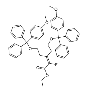 2-fluoro-5-[(4-methoxyphenyl)diphenylmethoxy]-3-{2-[(4-methoxyphenyl)diphenyl-methoxy]ethyl}-pent-2-enoic acid ethyl ester Structure