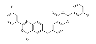 2-(3-fluorophenyl)-6-[[2-(3-fluorophenyl)-4-oxo-3,1-benzoxazin-6-yl]methyl]-3,1-benzoxazin-4-one Structure