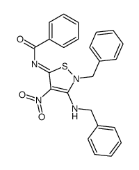 N-(2-benzyl-3-benzylimino-4-nitro-2,3-dihydro-isothiazol-5-yl)-benzamide结构式