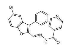 N-[(E)-(5-bromo-3-phenyl-1-benzofuran-2-yl)methylideneamino]pyridine-4-carboxamide结构式