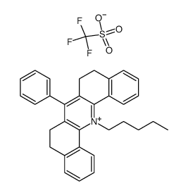 N-n-pentyl-5,6,8,9-tetrahydro-7-phenyldibenz[c,h]acridinium trifluoromethanesulfonate结构式