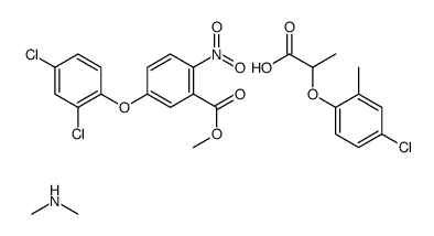 2-(4-chloro-2-methyl-phenoxy)propanoic acid, methyl 5-(2,4-dichlorophe noxy)-2-nitro-benzoate, N-methylmethanamine Structure