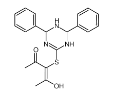 (E)-3-(4,6-Diphenyl-1,4,5,6-tetrahydro-[1,3,5]triazin-2-ylsulfanyl)-4-hydroxy-pent-3-en-2-one结构式