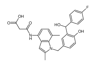 N-(1-{3-[(4-fluorophenyl)hydroxymethyl]-4-hydroxybenzyl}-2, 7-dimethyl-1H-indol-4-yl)malonamic acid Structure