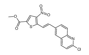 5-[(E)-2-(2-chloro-quinolin-6-yl)-vinyl]-4-nitro-thiophene-2-carboxylic acid methyl ester结构式